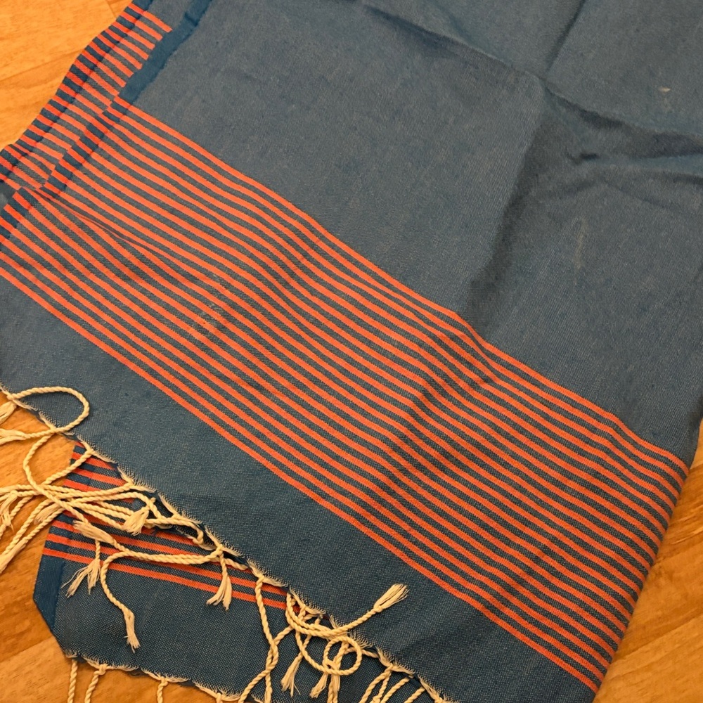 Blue and Orange Striped Scarf